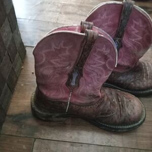Ariat Pink and Brown Ankle Boots